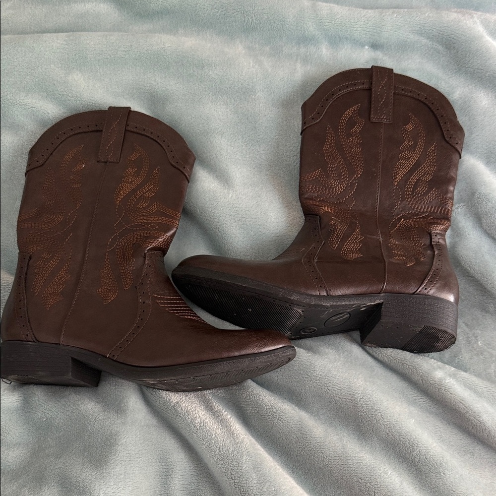 Dream Pairs Brown Kids Cowboy Boots - Picture 5 of 11